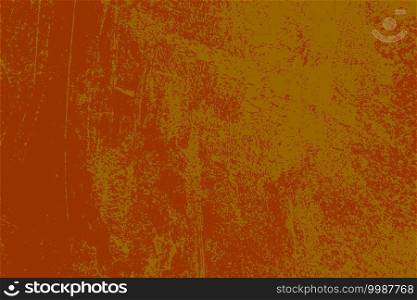 Red aged grainy messy template. Distress urban used texture. Grunge rough dirty background. Brushed color paint cover. Renovate wall scratched backdrop. Empty aging design element. EPS10 vector.