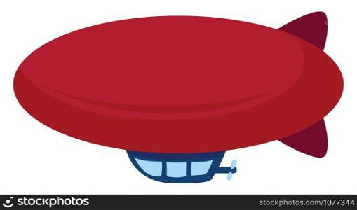 Red airship, illustration, vector on white background.