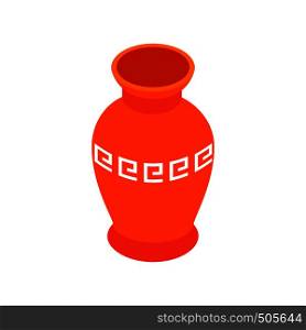 Red ancient vase icon in isometric 3d style on a white background. Red ancient vase icon, isometric 3d style