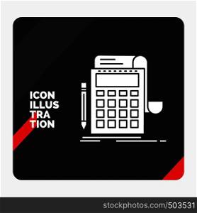Red and Black Creative presentation Background for Accounting, audit, banking, calculation, calculator Glyph Icon. Vector EPS10 Abstract Template background