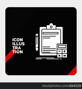 Red and Black Creative presentation Background for Accounting, banking, calculator, finance, Audit Glyph Icon. Vector EPS10 Abstract Template background