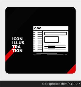 Red and Black Creative presentation Background for Admin, console, panel, root, software Glyph Icon. Vector EPS10 Abstract Template background