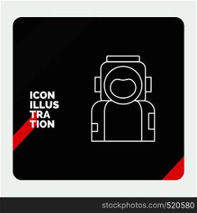 Red and Black Creative presentation Background for astronaut, space, spaceman, helmet, suit Line Icon. Vector EPS10 Abstract Template background