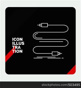 Red and Black Creative presentation Background for audio, cable, cord, sound, wire Line Icon. Vector EPS10 Abstract Template background