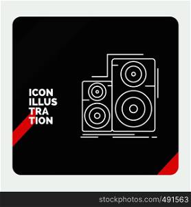 Red and Black Creative presentation Background for Audio, hifi, monitor, speaker, studio Line Icon. Vector EPS10 Abstract Template background
