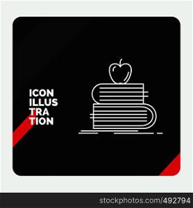 Red and Black Creative presentation Background for back to school, school, student, books, apple Line Icon. Vector EPS10 Abstract Template background