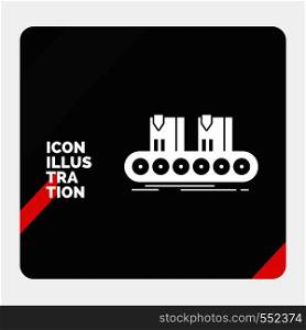 Red and Black Creative presentation Background for Belt, box, conveyor, factory, line Glyph Icon. Vector EPS10 Abstract Template background