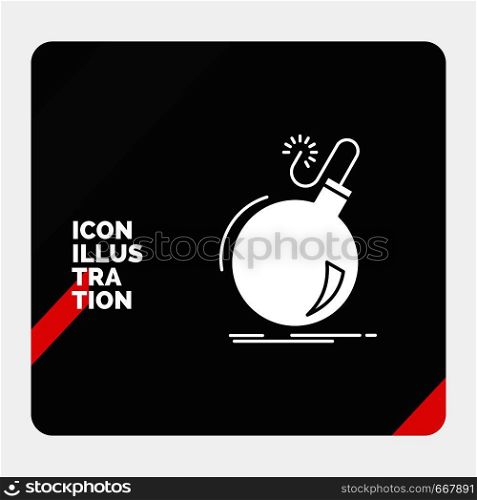 Red and Black Creative presentation Background for Bomb, boom, danger, ddos, explosion Glyph Icon. Vector EPS10 Abstract Template background
