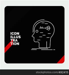 Red and Black Creative presentation Background for brain, hack, hacking, key, mind Line Icon. Vector EPS10 Abstract Template background