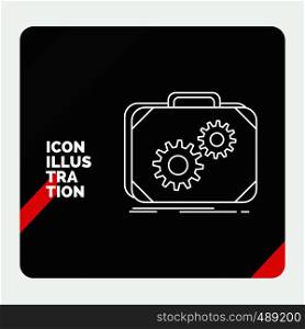 Red and Black Creative presentation Background for Briefcase, case, production, progress, work Line Icon. Vector EPS10 Abstract Template background