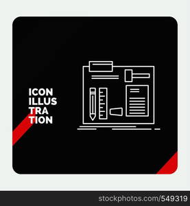 Red and Black Creative presentation Background for Build, construct, diy, engineer, workshop Line Icon. Vector EPS10 Abstract Template background