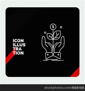 Red and Black Creative presentation Background for business, company, growth, plant, rise Line Icon. Vector EPS10 Abstract Template background