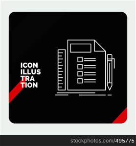 Red and Black Creative presentation Background for Business, list, plan, planning, task Line Icon. Vector EPS10 Abstract Template background