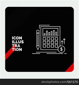 Red and Black Creative presentation Background for Calculation, data, financial, investment, market Line Icon. Vector EPS10 Abstract Template background