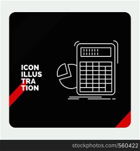 Red and Black Creative presentation Background for calculator, calculation, math, progress, graph Line Icon. Vector EPS10 Abstract Template background