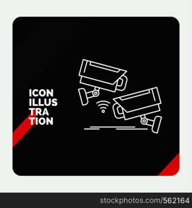 Red and Black Creative presentation Background for CCTV, Camera, Security, Surveillance, Technology Line Icon. Vector EPS10 Abstract Template background