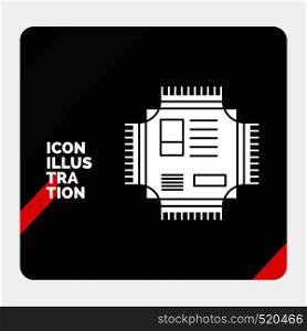 Red and Black Creative presentation Background for Chip, cpu, microchip, processor, technology Glyph Icon. Vector EPS10 Abstract Template background