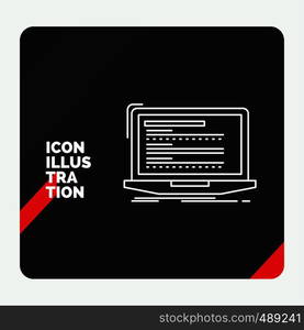 Red and Black Creative presentation Background for Code, coding, computer, monoblock, laptop Line Icon. Vector EPS10 Abstract Template background