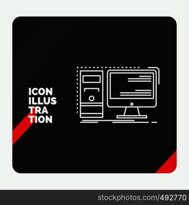 Red and Black Creative presentation Background for Computer, desktop, hardware, workstation, System Line Icon. Vector EPS10 Abstract Template background