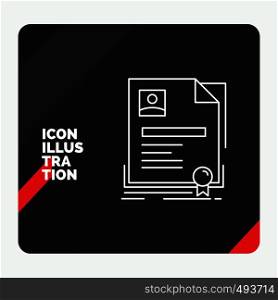 Red and Black Creative presentation Background for Contract, badge, Business, agreement, certificate Line Icon. Vector EPS10 Abstract Template background