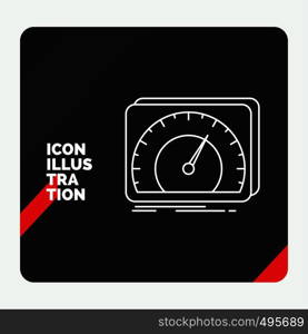 Red and Black Creative presentation Background for dashboard, device, speed, test, internet Line Icon. Vector EPS10 Abstract Template background