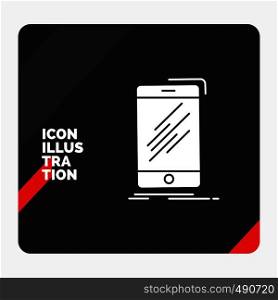 Red and Black Creative presentation Background for Device, mobile, phone, smartphone, telephone Glyph Icon. Vector EPS10 Abstract Template background