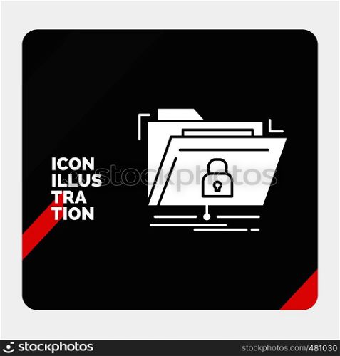 Red and Black Creative presentation Background for encryption, files, folder, network, secure Glyph Icon. Vector EPS10 Abstract Template background