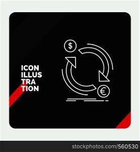 Red and Black Creative presentation Background for exchange, currency, finance, money, convert Line Icon. Vector EPS10 Abstract Template background
