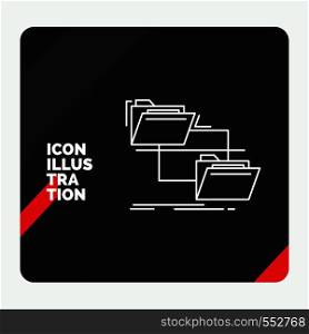Red and Black Creative presentation Background for folder, file, management, move, copy Line Icon. Vector EPS10 Abstract Template background
