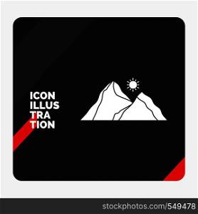 Red and Black Creative presentation Background for hill, landscape, nature, mountain, scene Glyph Icon. Vector EPS10 Abstract Template background