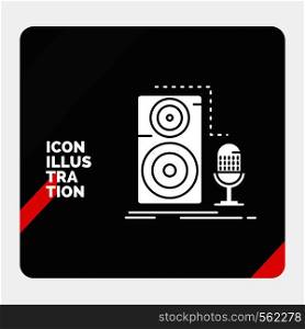 Red and Black Creative presentation Background for Live, mic, microphone, record, sound Glyph Icon. Vector EPS10 Abstract Template background