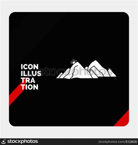 Red and Black Creative presentation Background for mountain, landscape, hill, nature, scene Glyph Icon. Vector EPS10 Abstract Template background