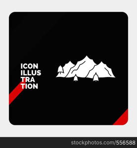 Red and Black Creative presentation Background for mountain, landscape, hill, nature, tree Glyph Icon. Vector EPS10 Abstract Template background