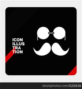 Red and Black Creative presentation Background for moustache, Hipster, movember, glasses, men Glyph Icon. Vector EPS10 Abstract Template background