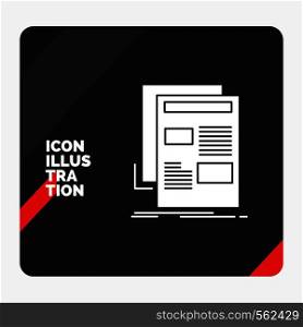 Red and Black Creative presentation Background for news, newsletter, newspaper, media, paper Glyph Icon. Vector EPS10 Abstract Template background