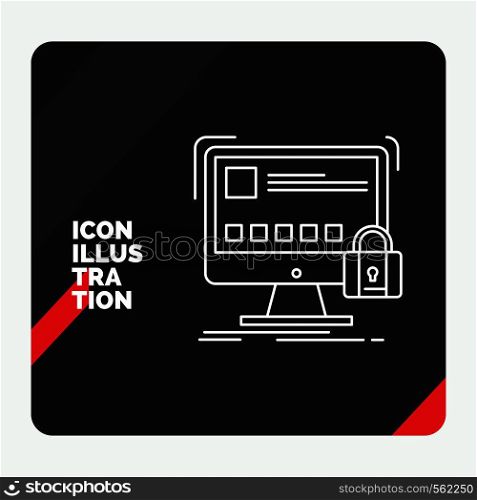 Red and Black Creative presentation Background for protect, protection, lock, safety, secure Line Icon. Vector EPS10 Abstract Template background