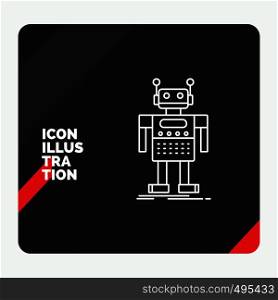Red and Black Creative presentation Background for robot, Android, artificial, bot, technology Line Icon. Vector EPS10 Abstract Template background