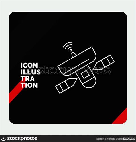 Red and Black Creative presentation Background for satellite, antenna, radar, space, Signal Line Icon. Vector EPS10 Abstract Template background