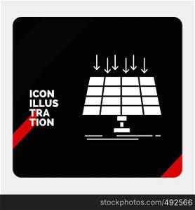 Red and Black Creative presentation Background for Solar, Panel, Energy, technology, smart city Glyph Icon. Vector EPS10 Abstract Template background
