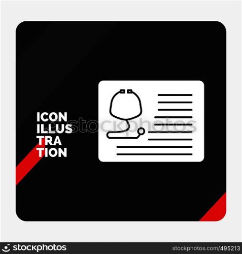 Red and Black Creative presentation Background for stethoscope, doctor, cardiology, healthcare, medical Glyph Icon. Vector EPS10 Abstract Template background