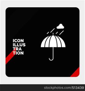 Red and Black Creative presentation Background for Umbrella, camping, rain, safety, weather Glyph Icon. Vector EPS10 Abstract Template background