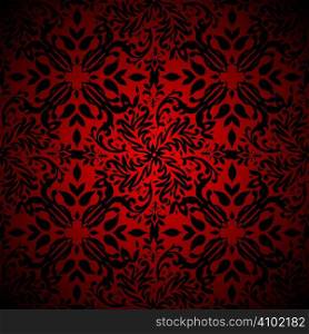 Red and black floral inspired seamless background pattern