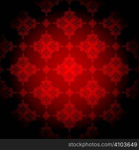 red and black floral seamless repeat pattern with dark edge