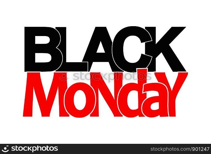 Red and black lettering Black MONDAY. Banner or icon for design or decoration.