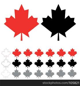 Red and black maple leaf and leafs.. Red and black maple leaf and leafs it is set.