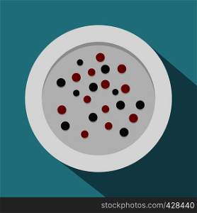 Red and black peppercorns icon. Flat illustration of red and black peppercorns vector icon for web isolated on baby blue background. Red and black peppercorns icon, flat style