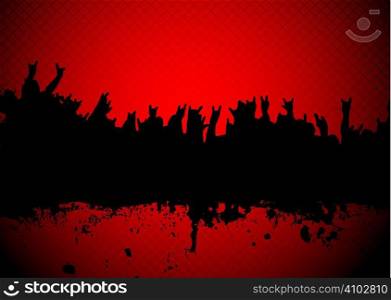 red and black silhouette of a rock concert crowd