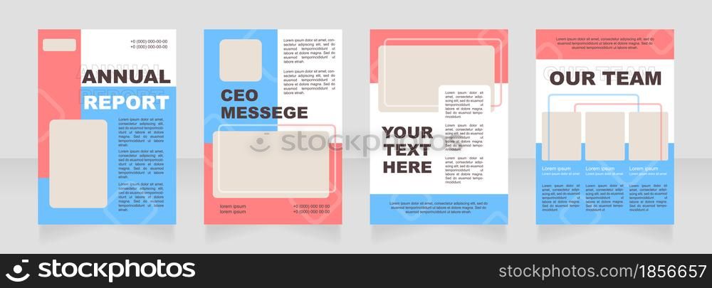 Red and blue blank brochure layout design. Construction agency info. Vertical poster template set with empty copy space for text. Premade corporate reports collection. Editable flyer paper pages. Red and blue blank brochure layout design