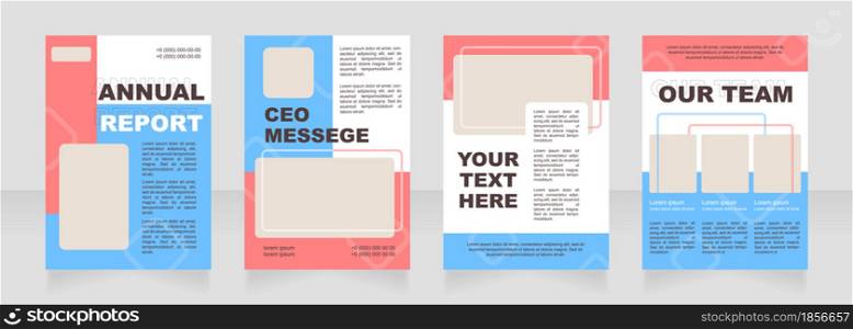 Red and blue blank brochure layout design. Construction agency info. Vertical poster template set with empty copy space for text. Premade corporate reports collection. Editable flyer paper pages. Red and blue blank brochure layout design