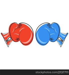 Red and Blue Boxing Gloves Icon Isolated on White Background.. Red and Blue Boxing Gloves Icon Isolated on White Background